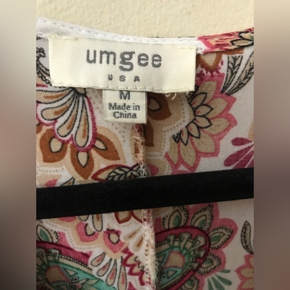 Umgee Womens Rayon Mixed Floral Print V Neck Cap Sleeves Maxi Dress Size M - Picture 14 of 15